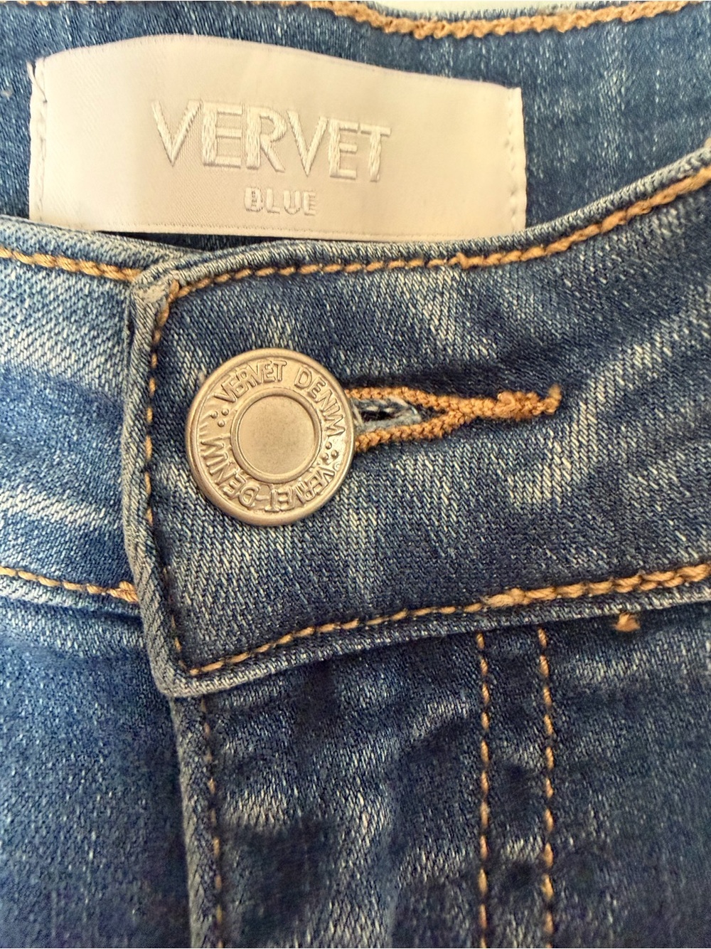 Vervet High-Rise Cropped Straight -Leg Jeans Raw Hem Med. Wash Size 28 - Picture 6 of 8
